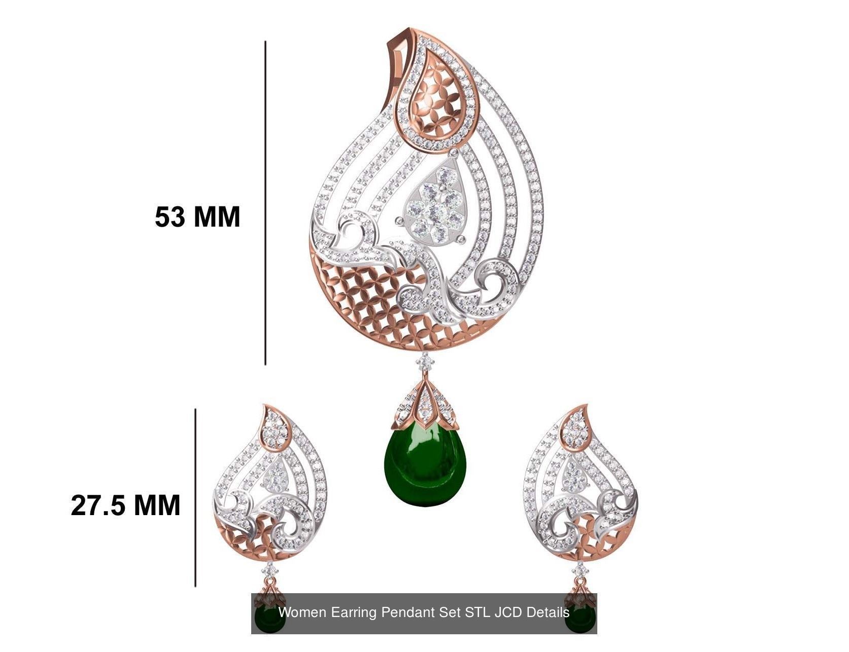 58 Women Earring Pendant Set STL JCD Details Collection _48