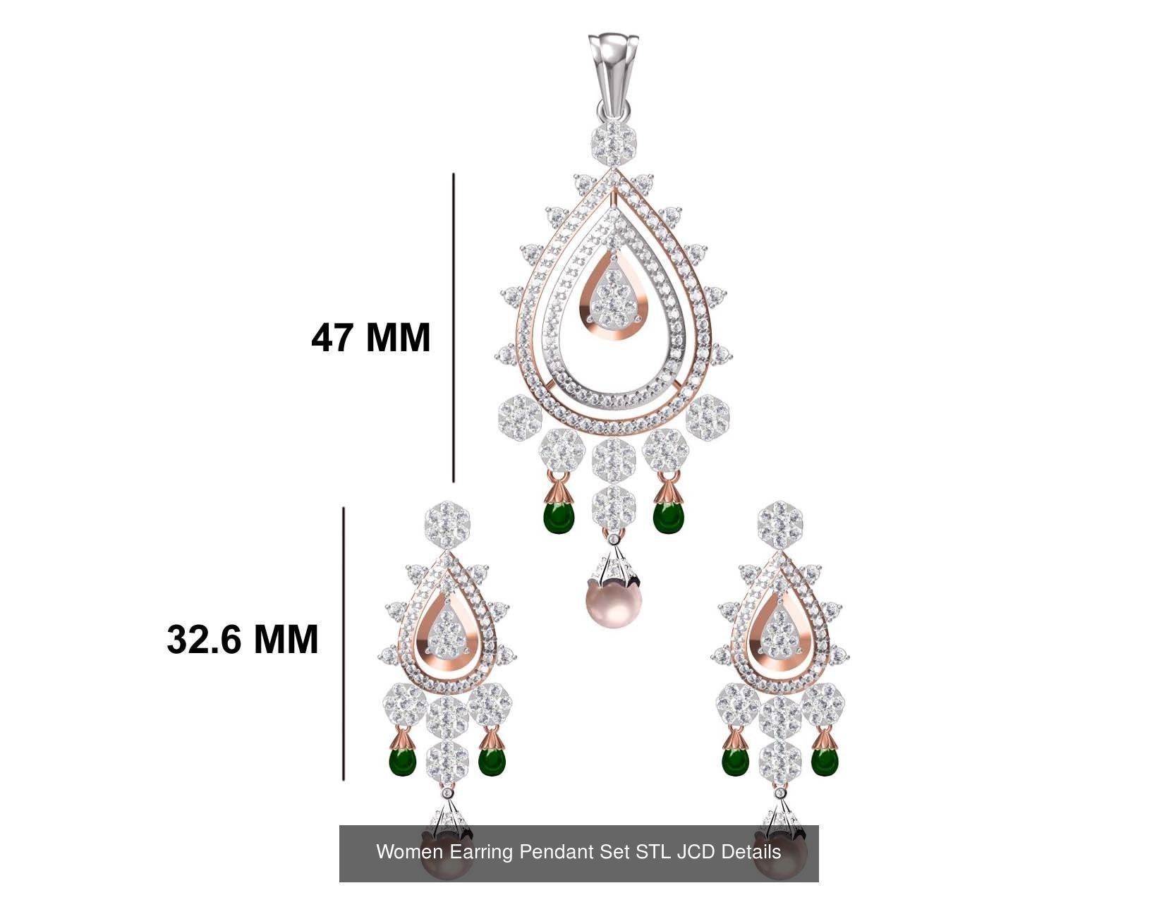58 Women Earring Pendant Set STL JCD Details Collection _55