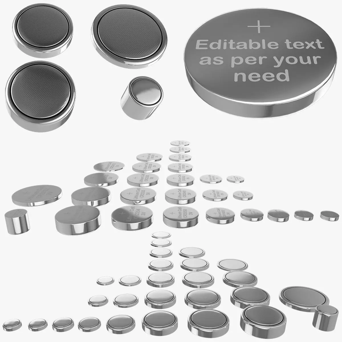 All Size Lithium Battery Cells 3D model_0