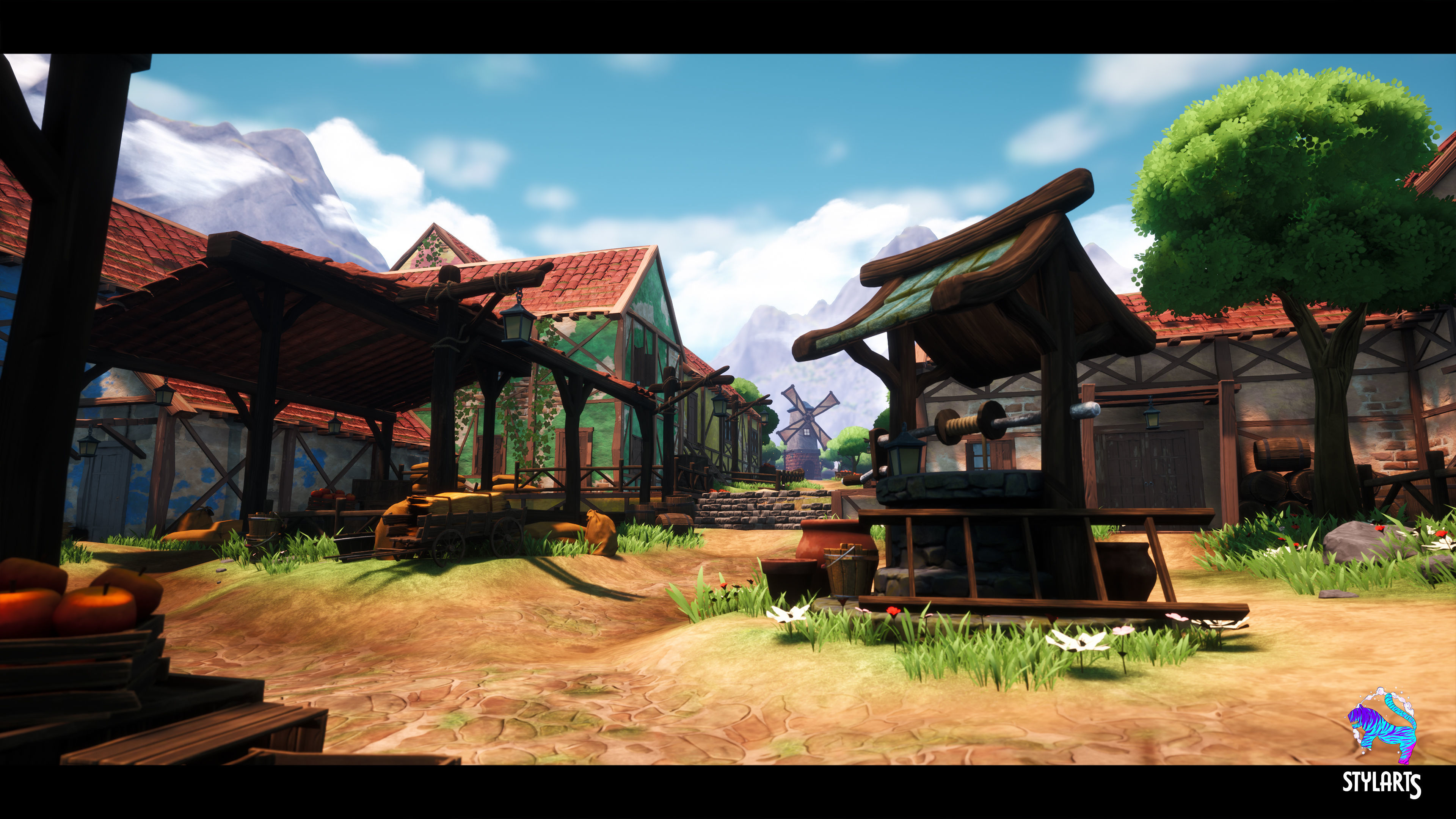 Modular Stylized Village Low-poly 3D model_28