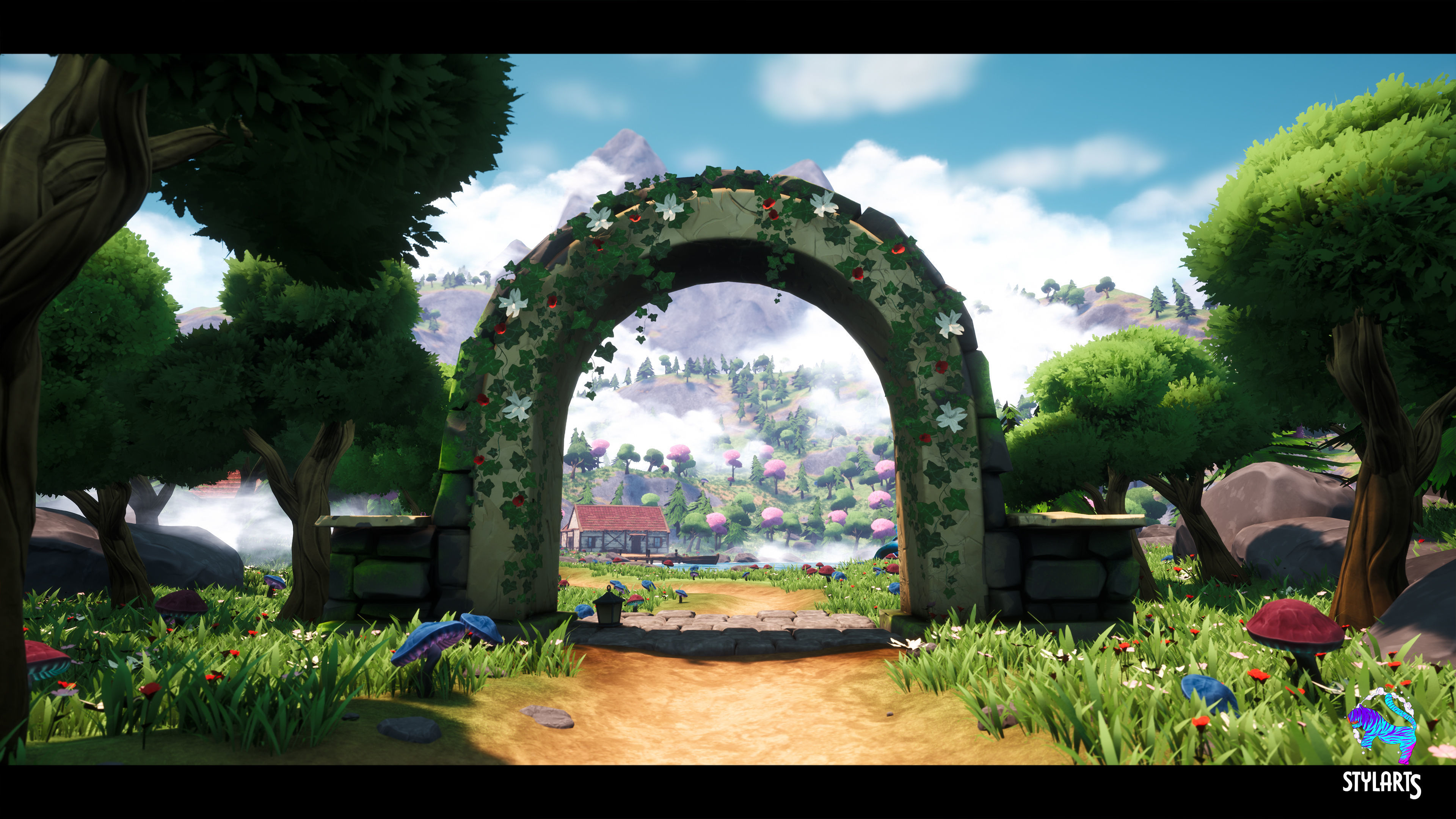 Modular Stylized Village Low-poly 3D model_27