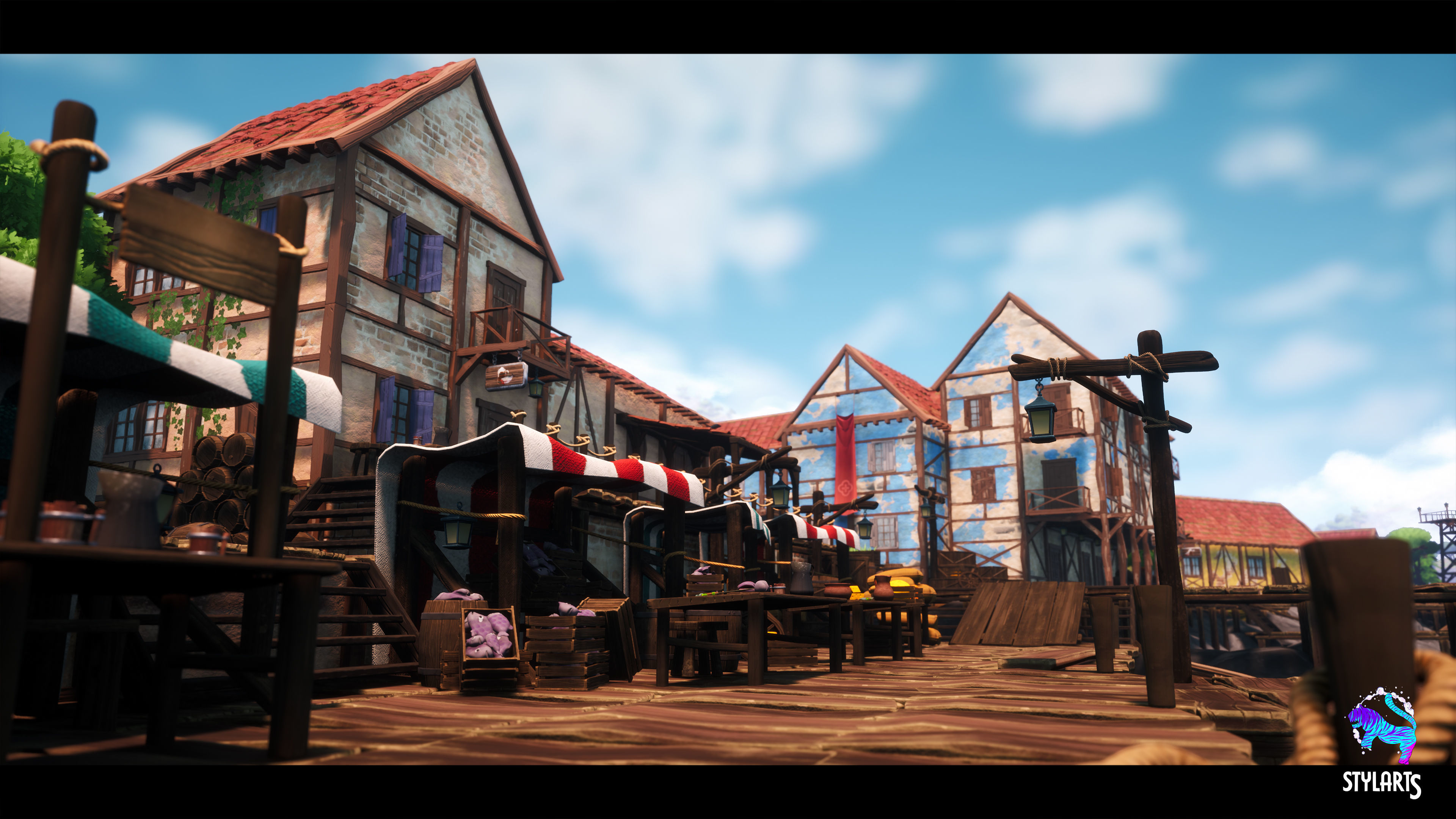 Modular Stylized Village Low-poly 3D model_30