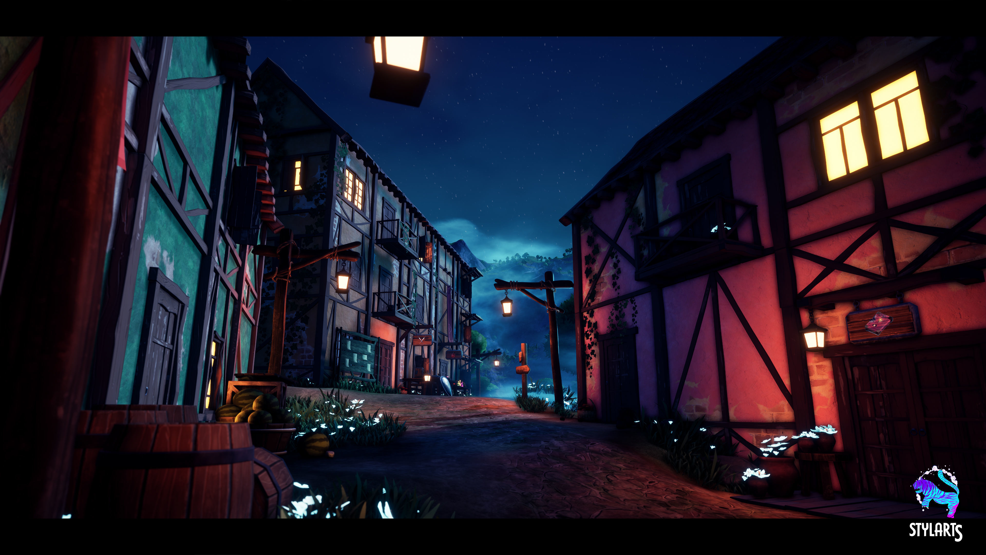 Modular Stylized Village Low-poly 3D model_8