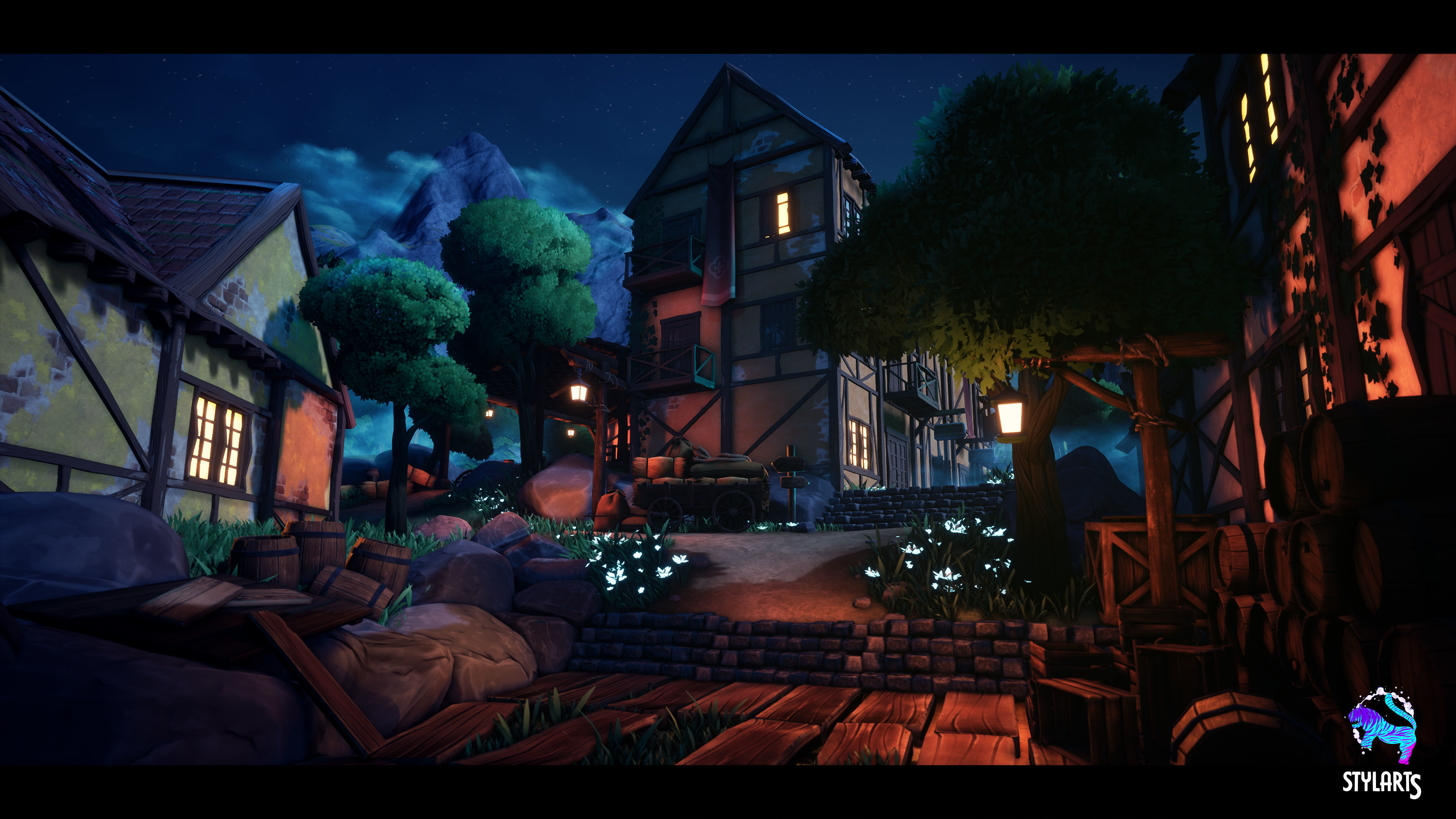 Modular Stylized Village Low-poly 3D model_11