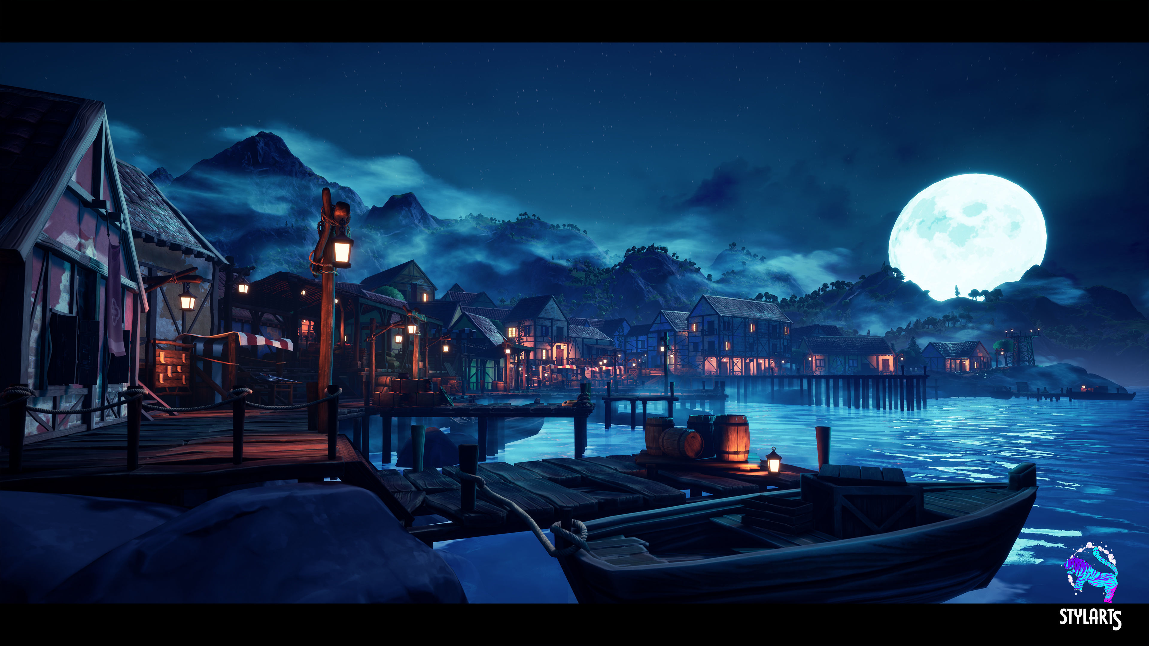 Modular Stylized Village Low-poly 3D model_18