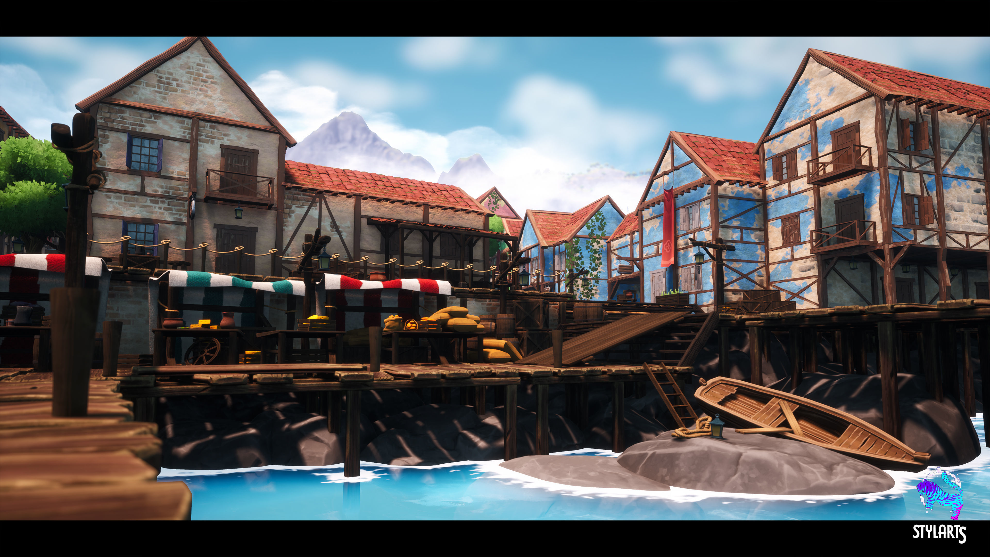 Modular Stylized Village Low-poly 3D model_31