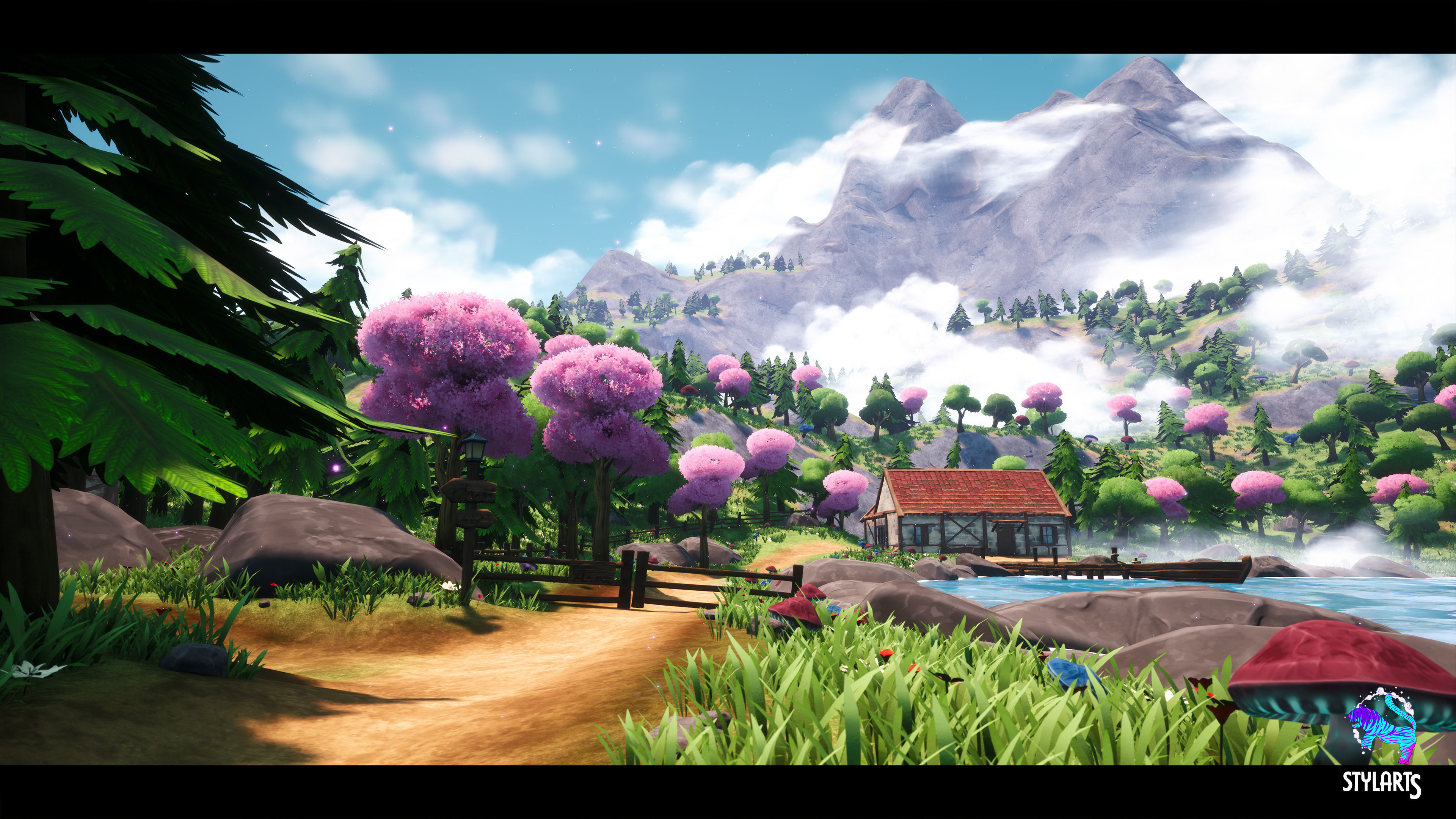 Modular Stylized Village Low-poly 3D model_22