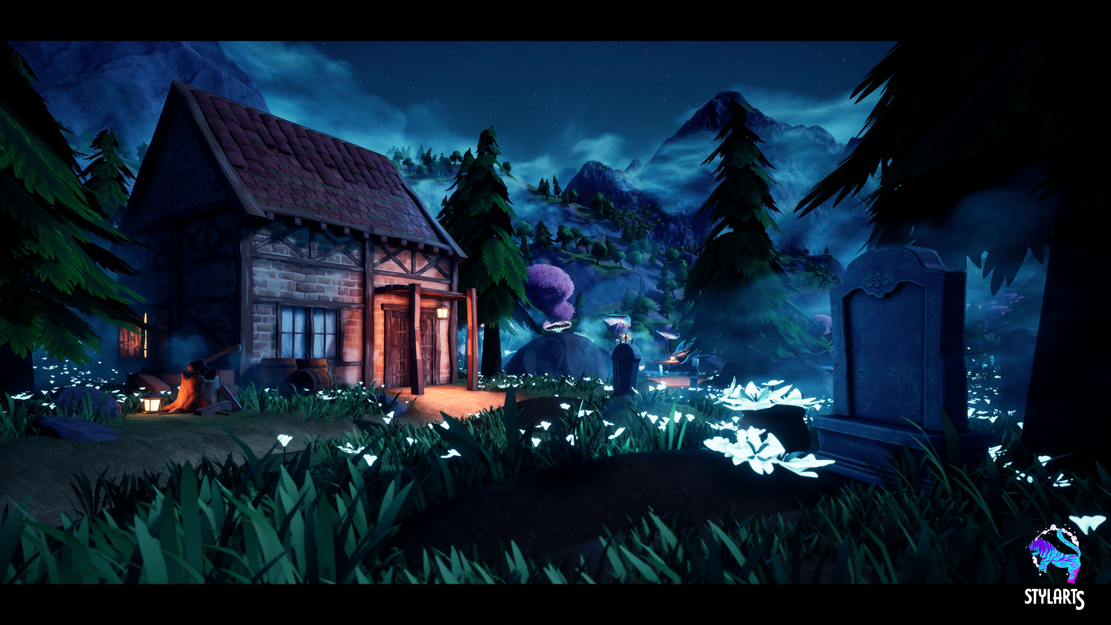 Modular Stylized Village Low-poly 3D model_5