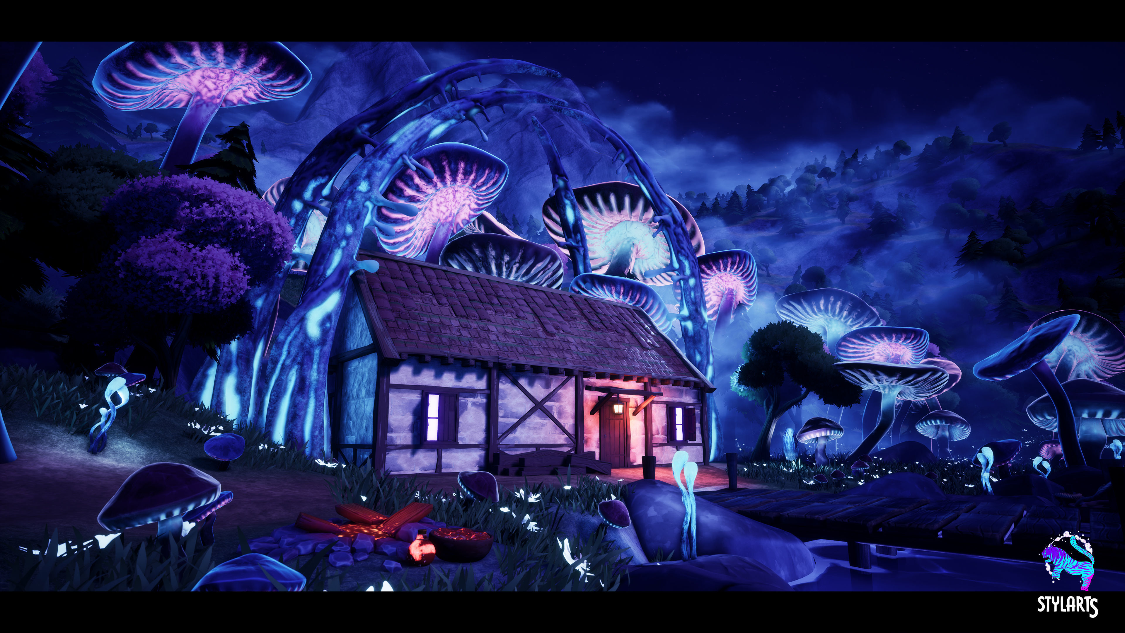 Modular Stylized Village Low-poly 3D model_6