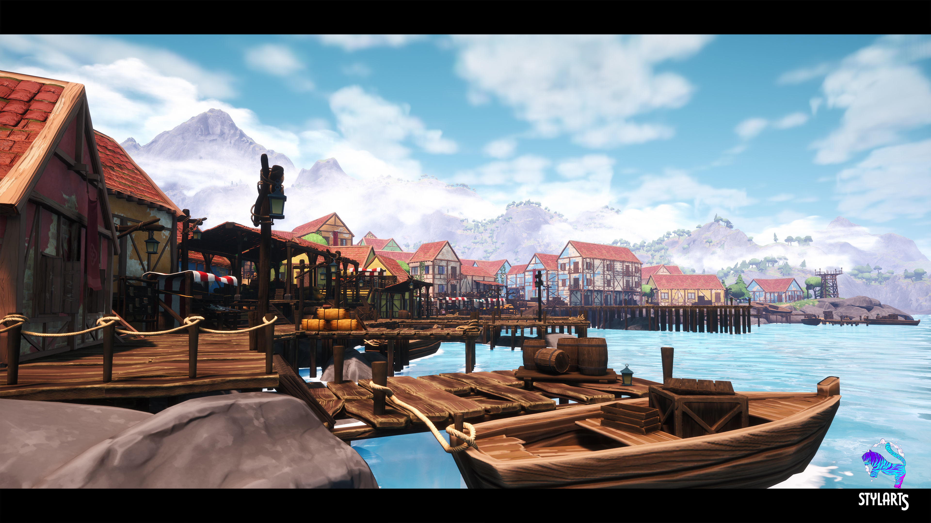 Modular Stylized Village Low-poly 3D model_33