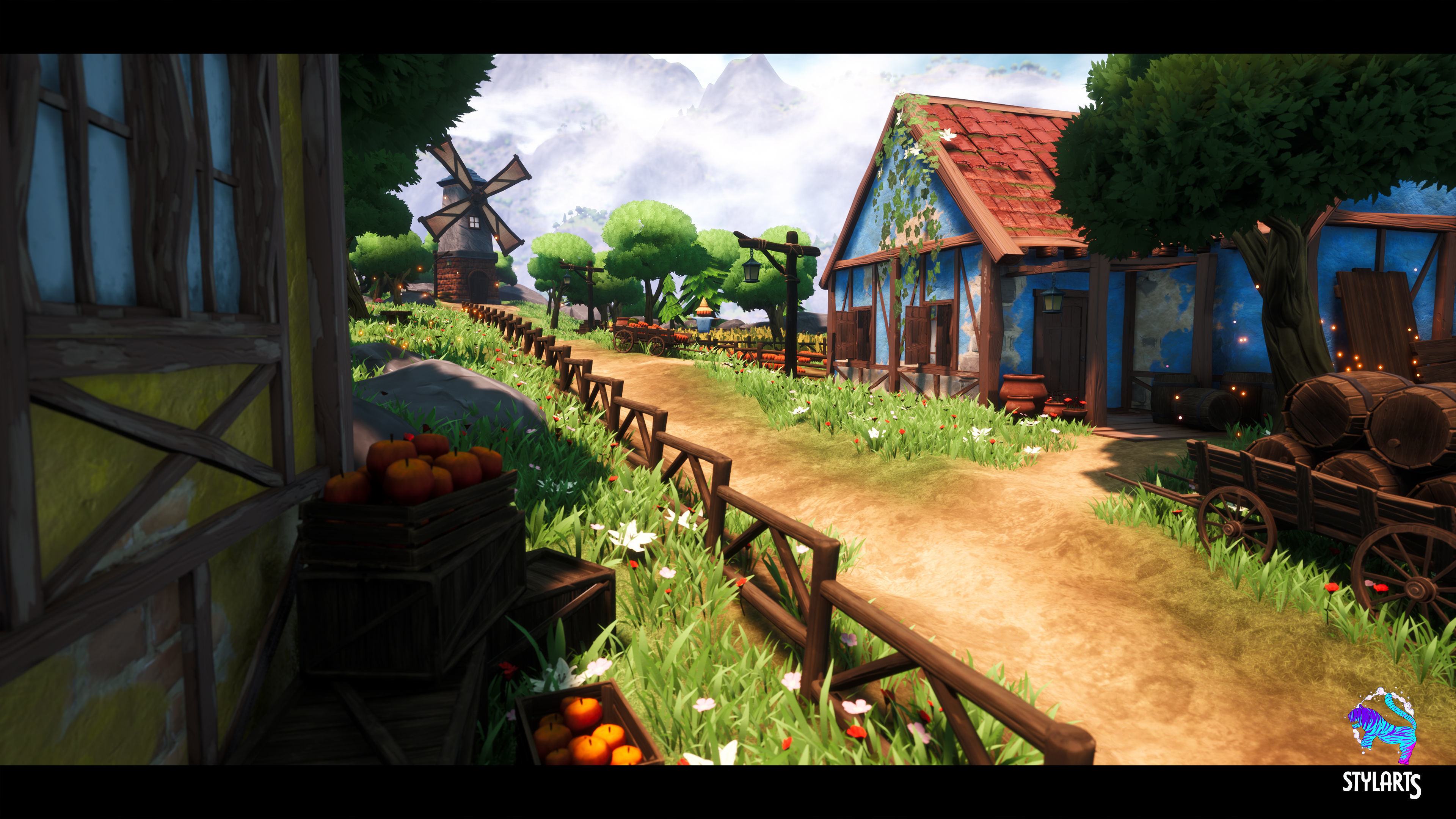 Modular Stylized Village Low-poly 3D model_25