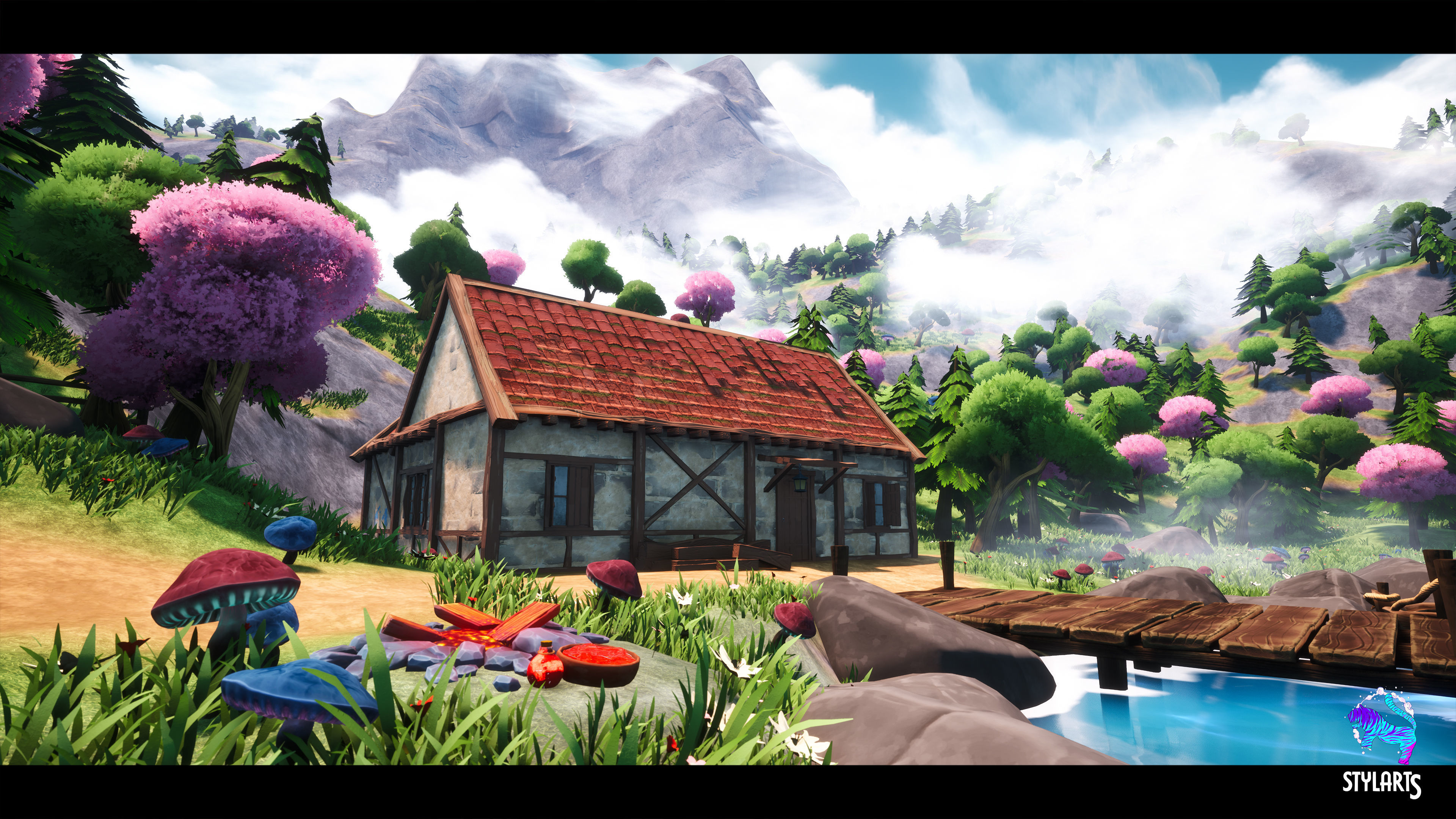 Modular Stylized Village Low-poly 3D model_21