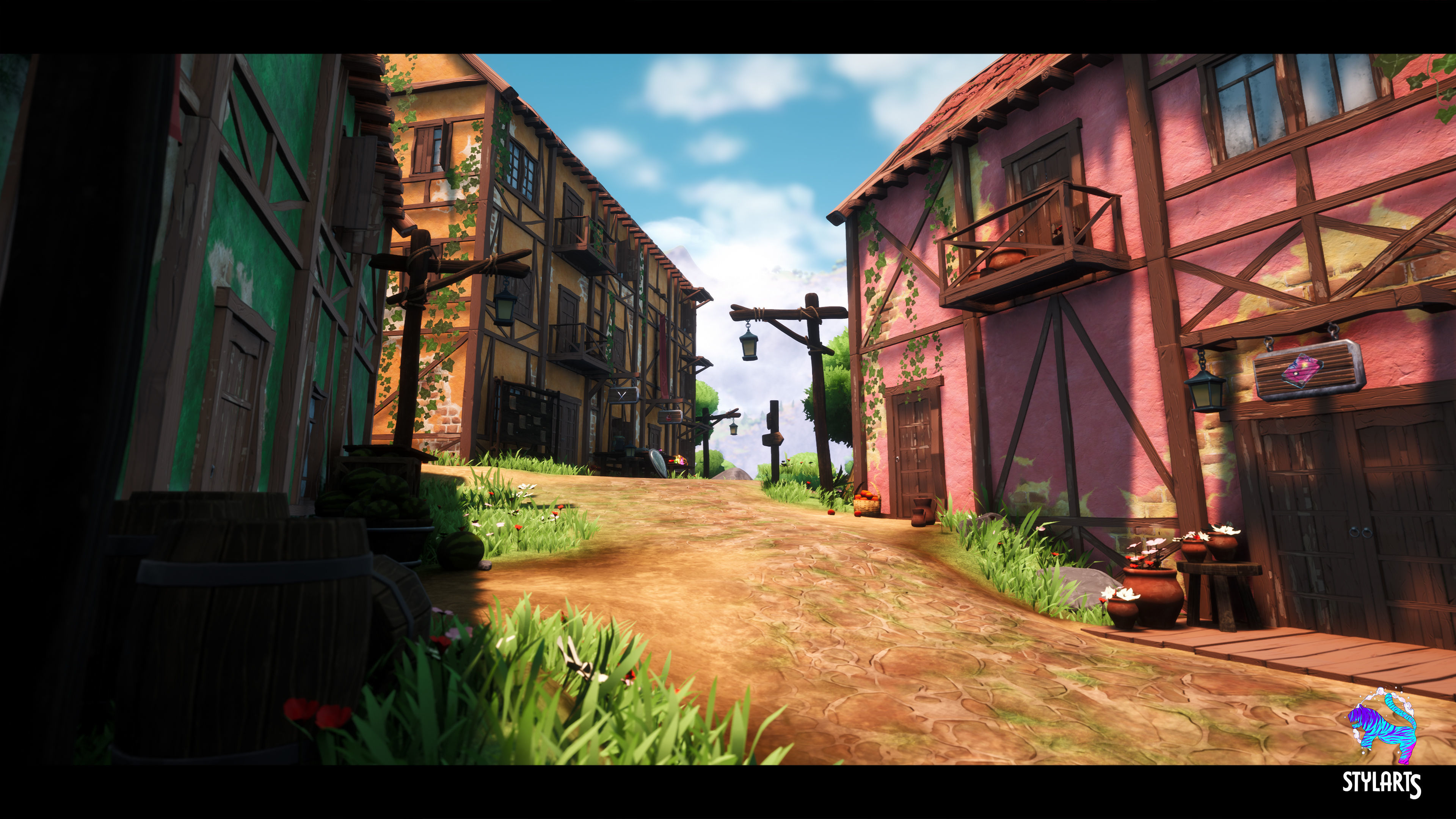 Modular Stylized Village Low-poly 3D model_23