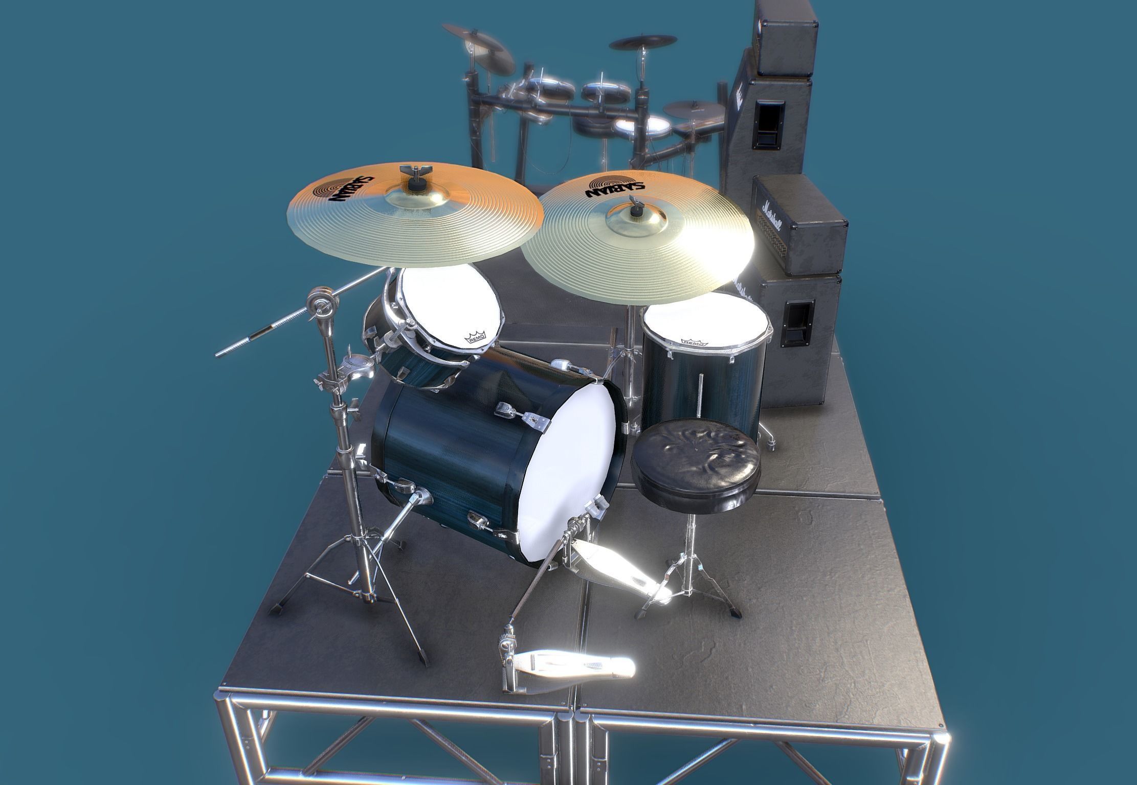 Just a Couple of Drum kits Low-poly 3D model_3