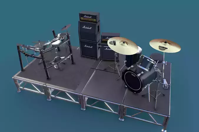 Just a Couple of Drum kits Low-poly 3D model