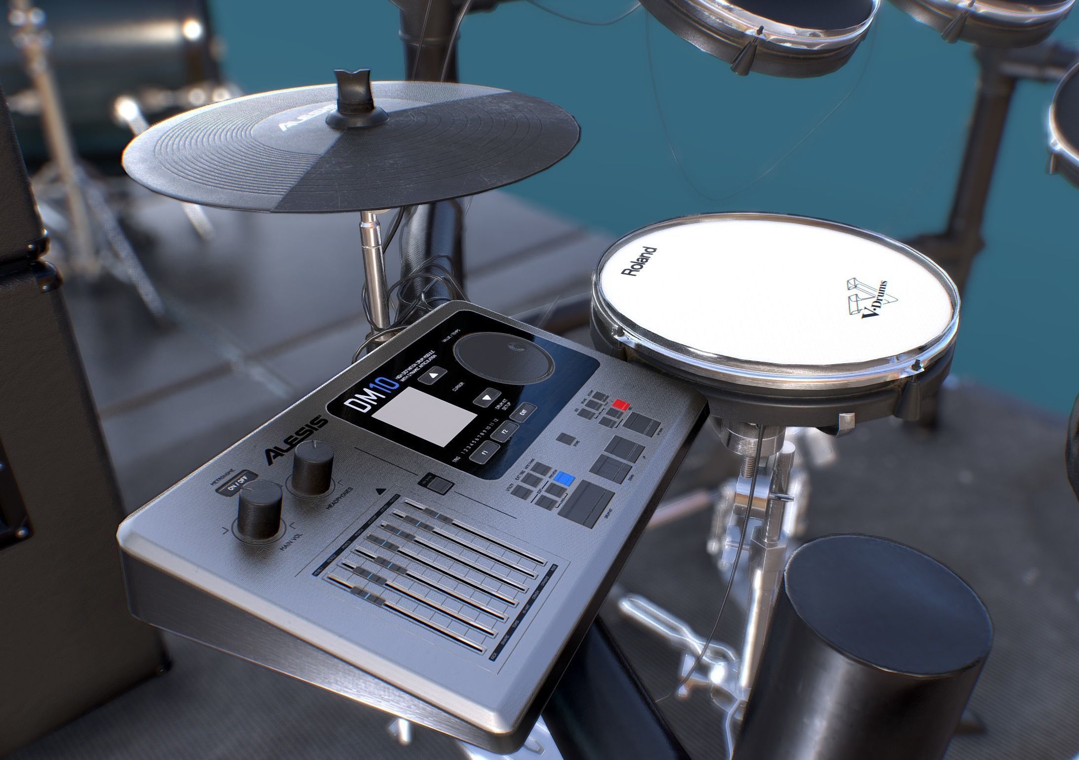 Just a Couple of Drum kits Low-poly 3D model_5