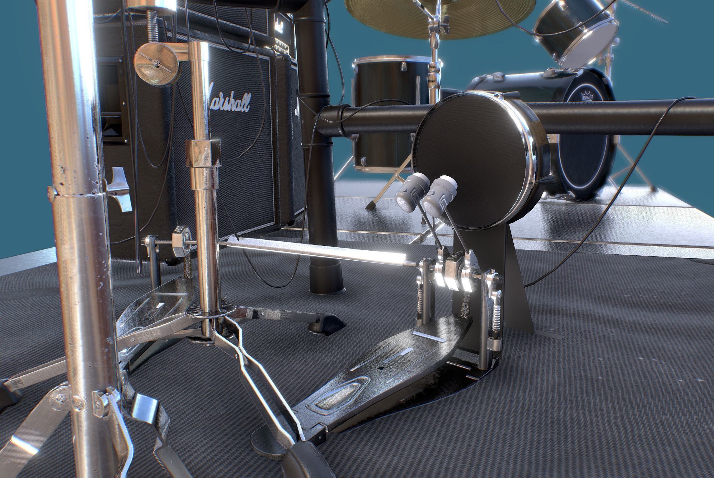 Just a Couple of Drum kits Low-poly 3D model_6