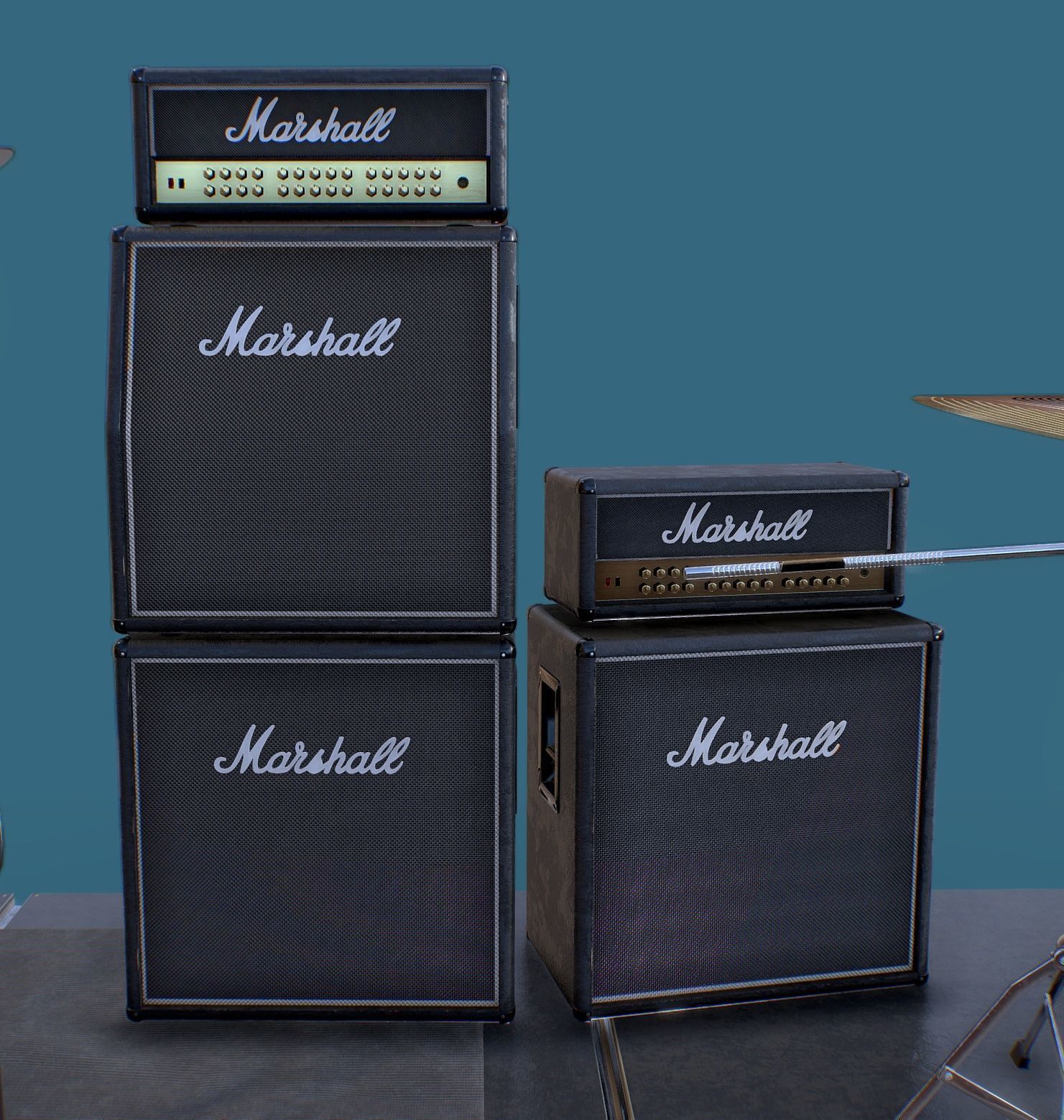 Just a Couple of Drum kits Low-poly 3D model_9