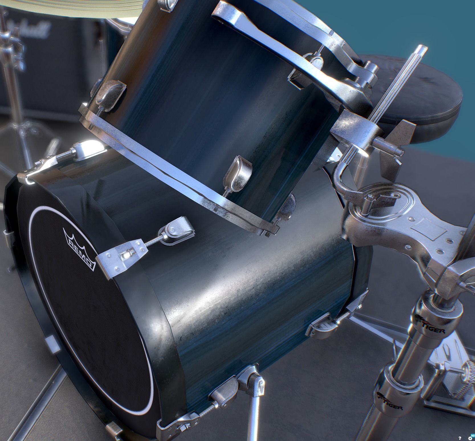 Just a Couple of Drum kits Low-poly 3D model_11