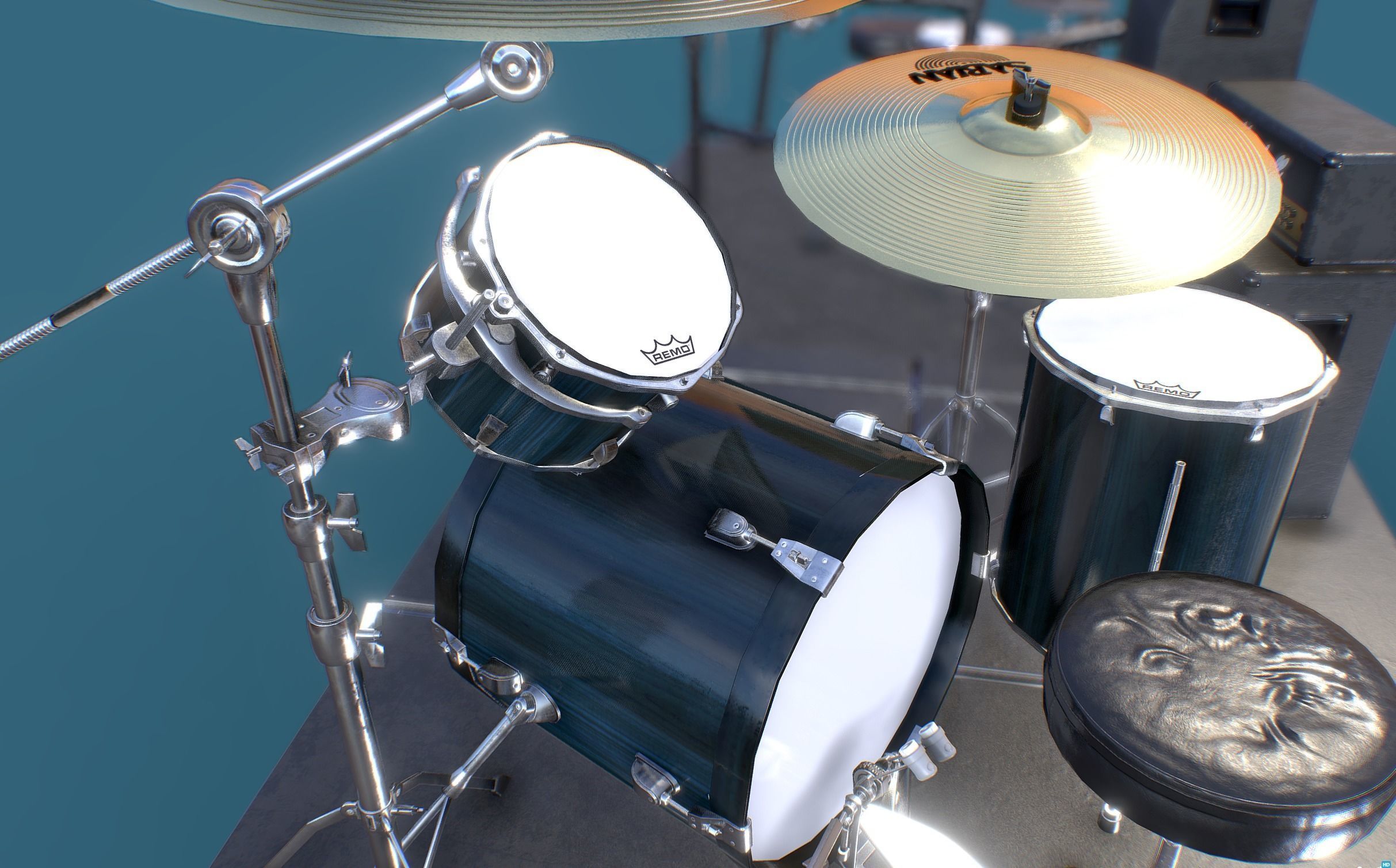 Just a Couple of Drum kits Low-poly 3D model_8