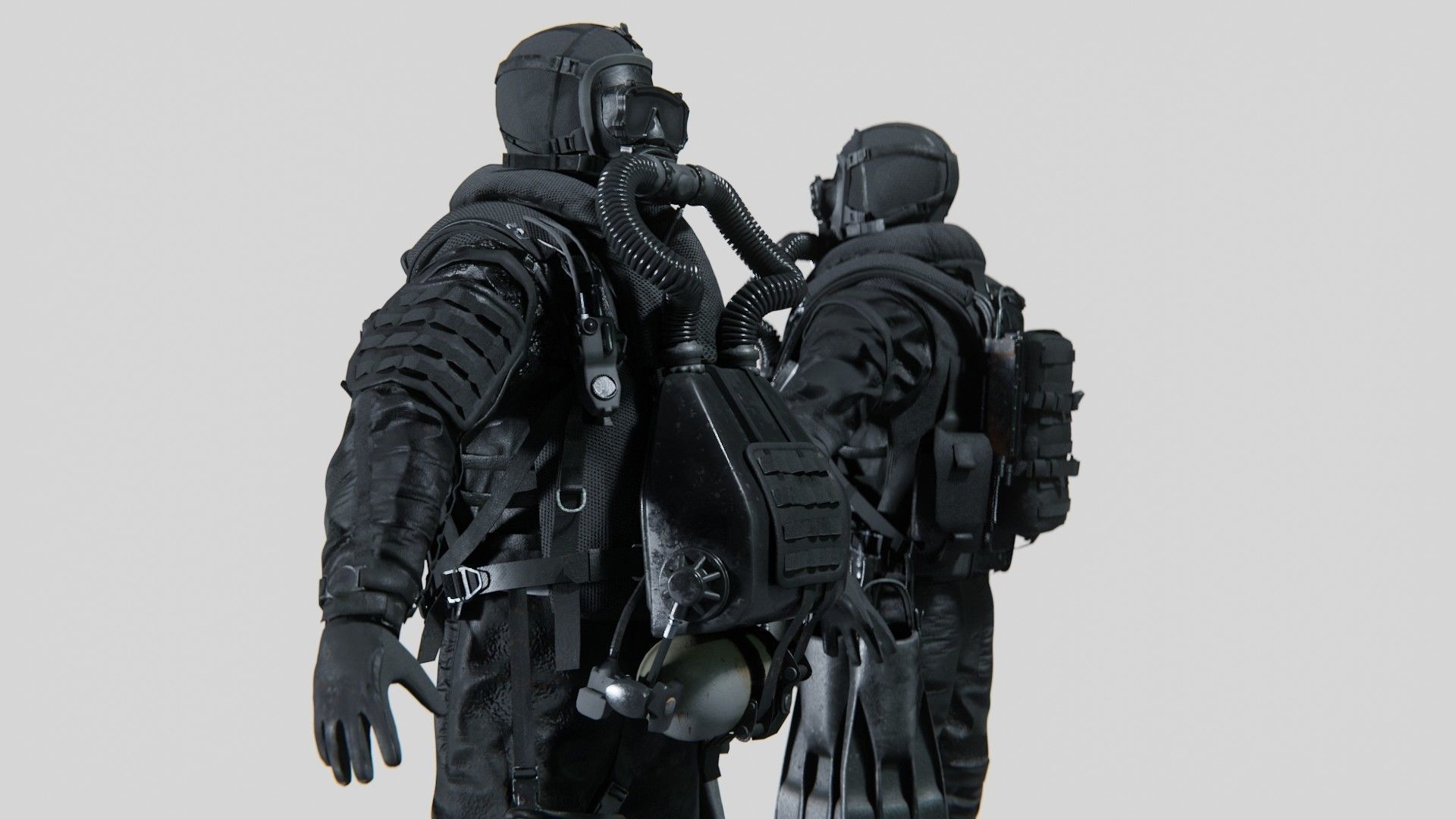 Soldier Diver Drysuit  Low-poly 3D model_4