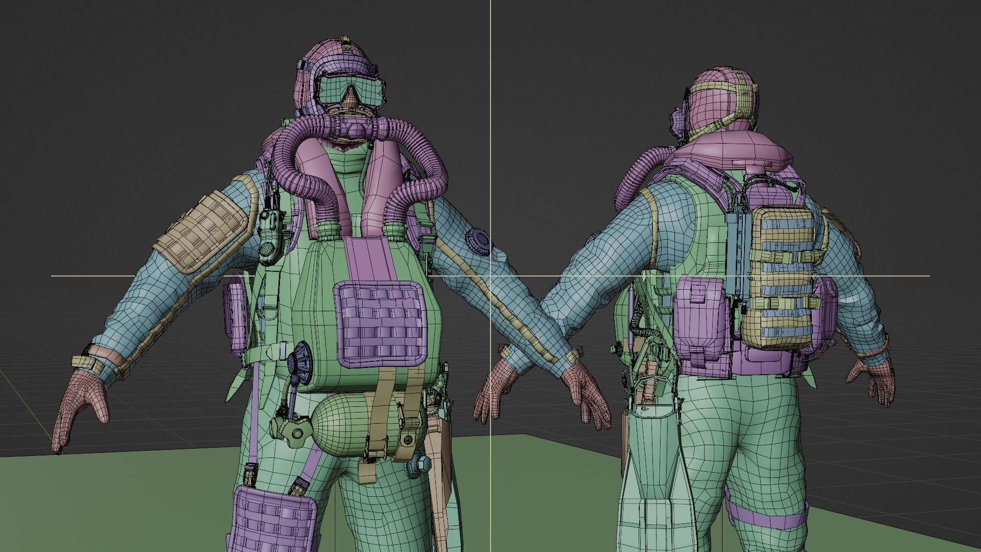 Soldier Diver Drysuit  Low-poly 3D model_15