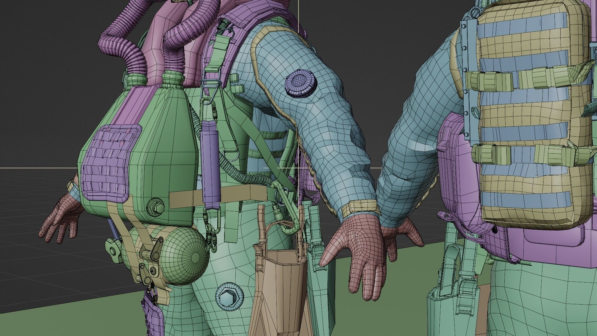 Soldier Diver Drysuit  Low-poly 3D model_17