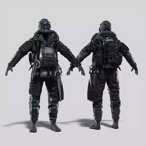 Soldier Diver Drysuit  Low-poly 3D model