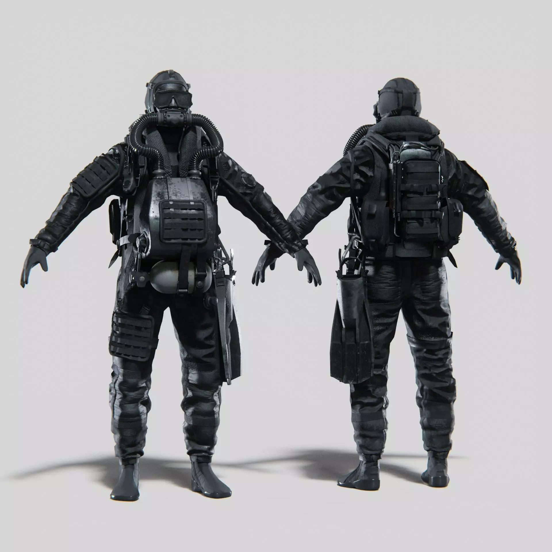 Soldier Diver Drysuit  Low-poly 3D model_0