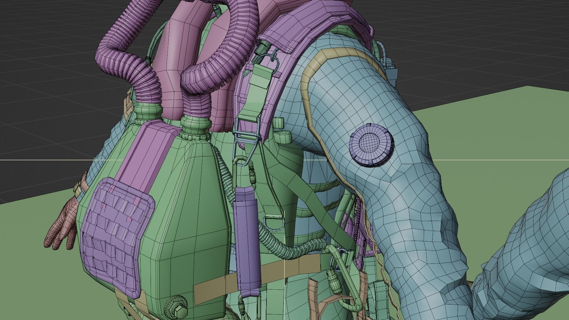 Soldier Diver Drysuit  Low-poly 3D model_24