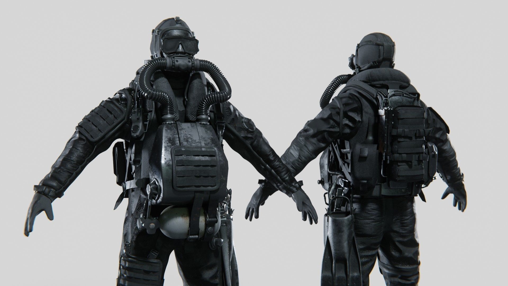 Soldier Diver Drysuit  Low-poly 3D model_3