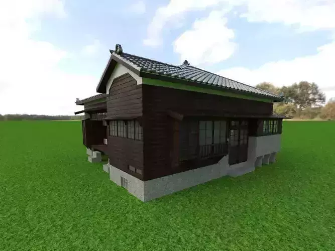 Traditional Japanese House wood design 3D print model