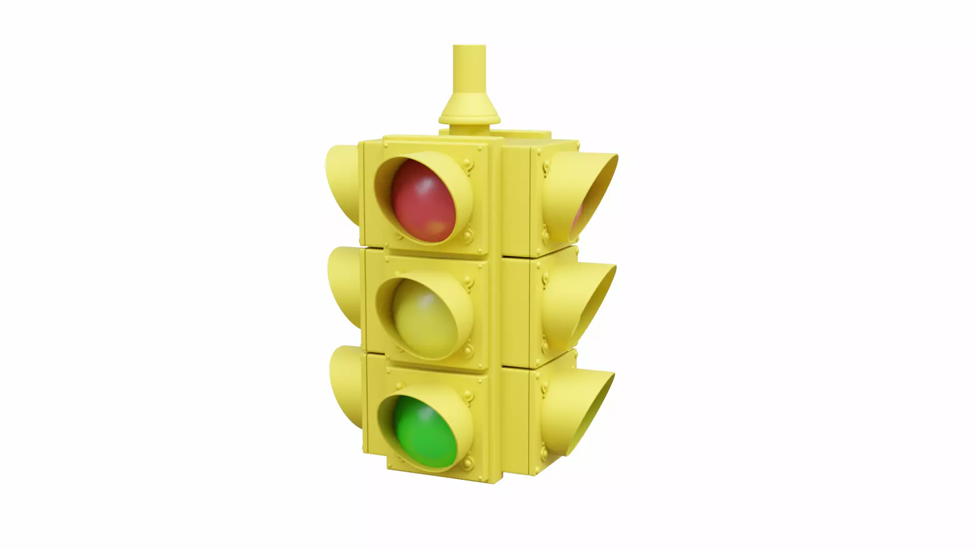 4-Way Traffic Light Low-poly 3D model