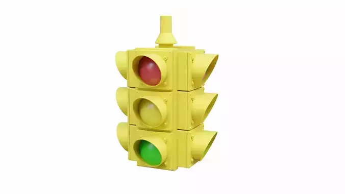 4-Way Traffic Light Low-poly 3D model