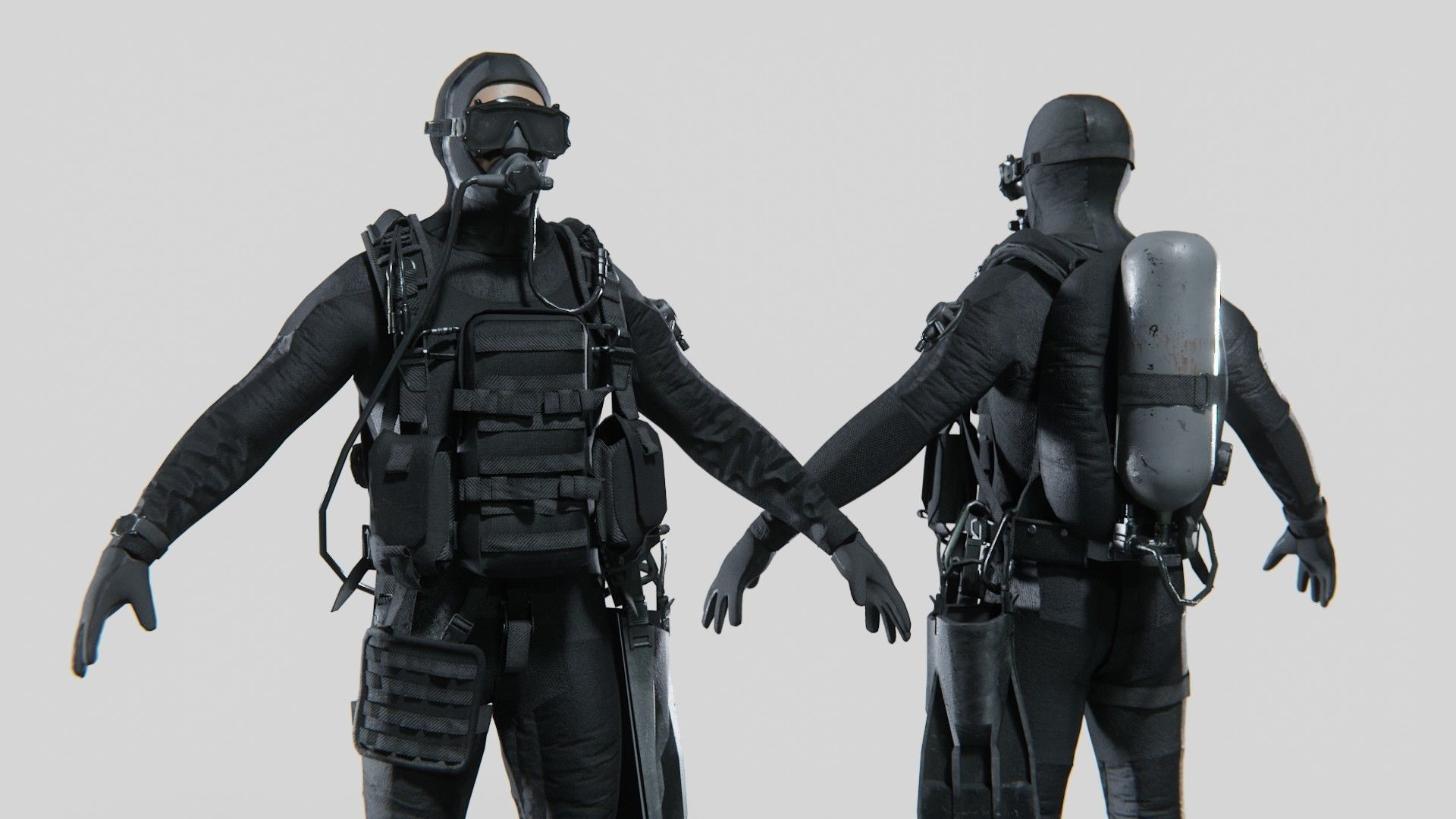 Soldier Diver suit  Low-poly 3D model_3