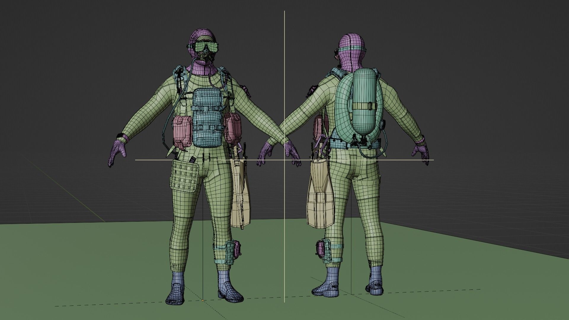 Soldier Diver suit  Low-poly 3D model_14