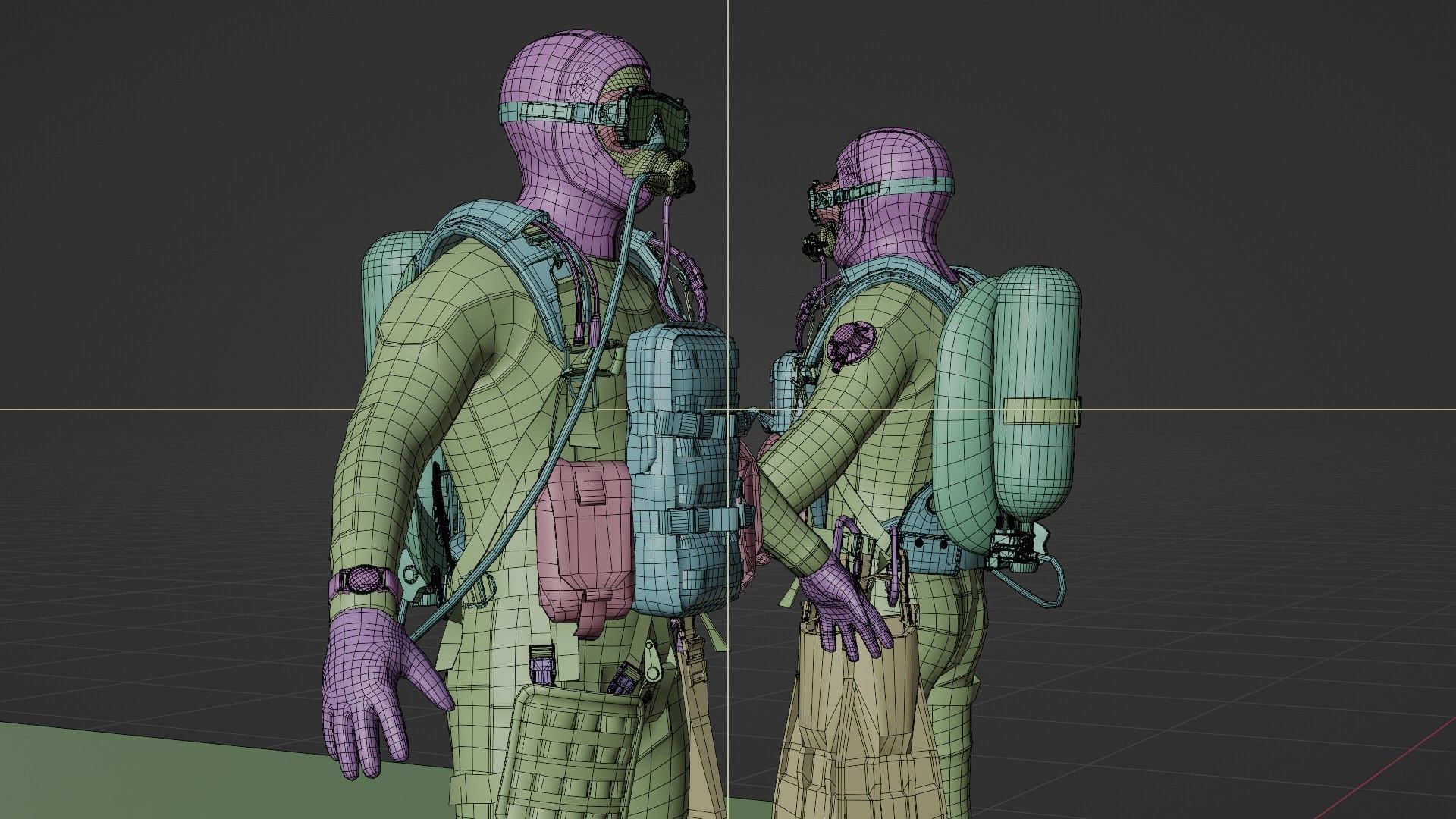 Soldier Diver suit  Low-poly 3D model_16