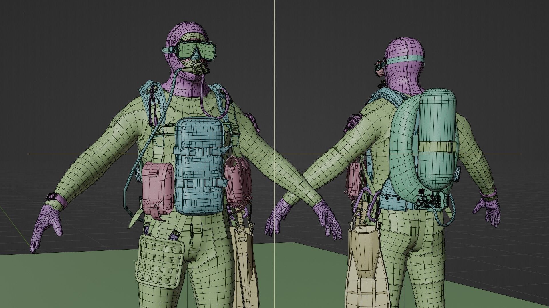 Soldier Diver suit  Low-poly 3D model_15