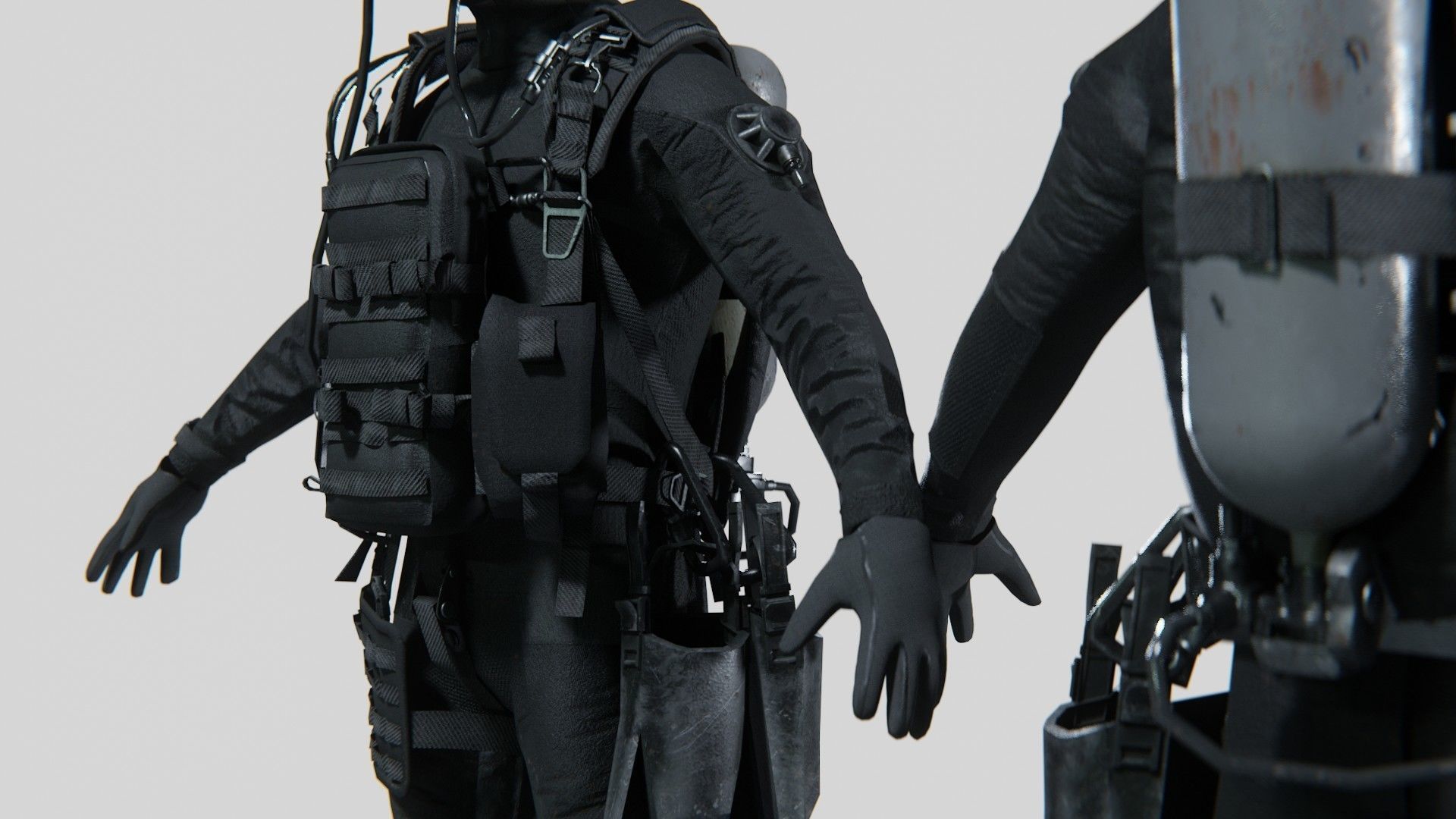 Soldier Diver suit  Low-poly 3D model_5