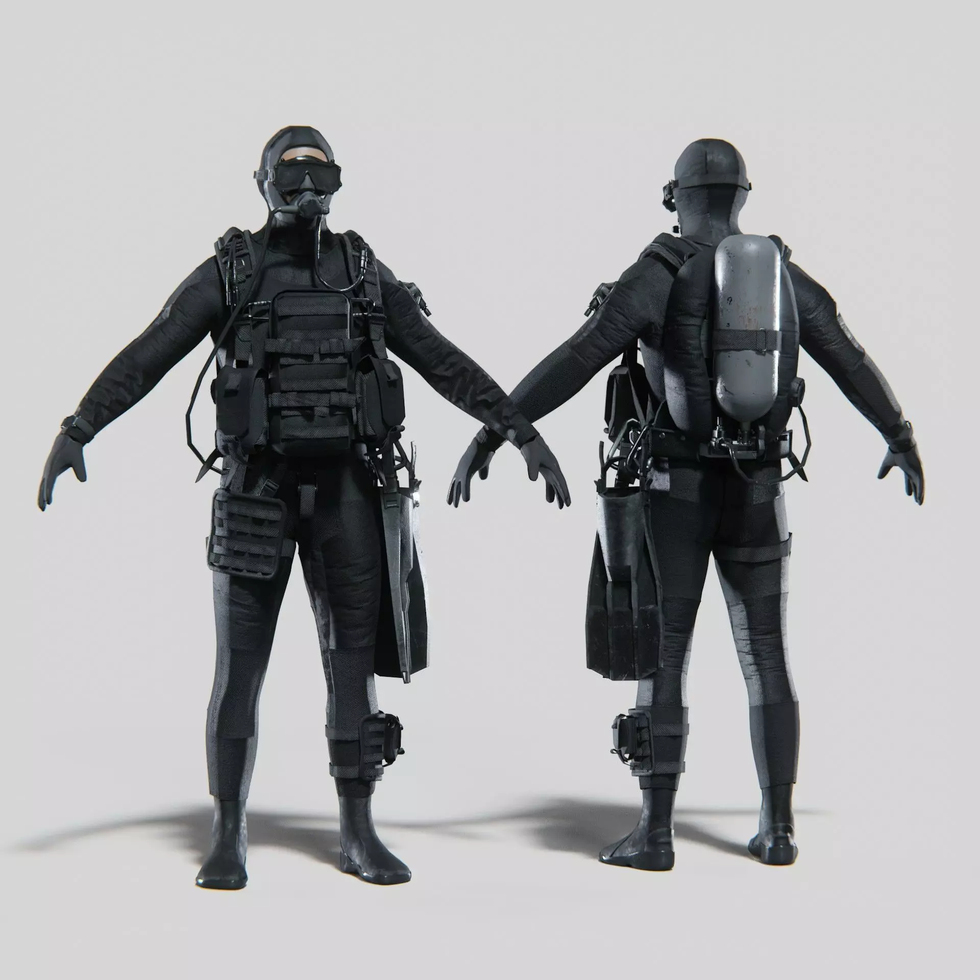 Soldier Diver suit  Low-poly 3D model_0