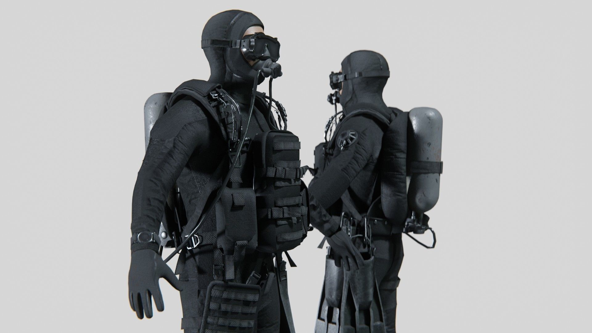 Soldier Diver suit  Low-poly 3D model_4