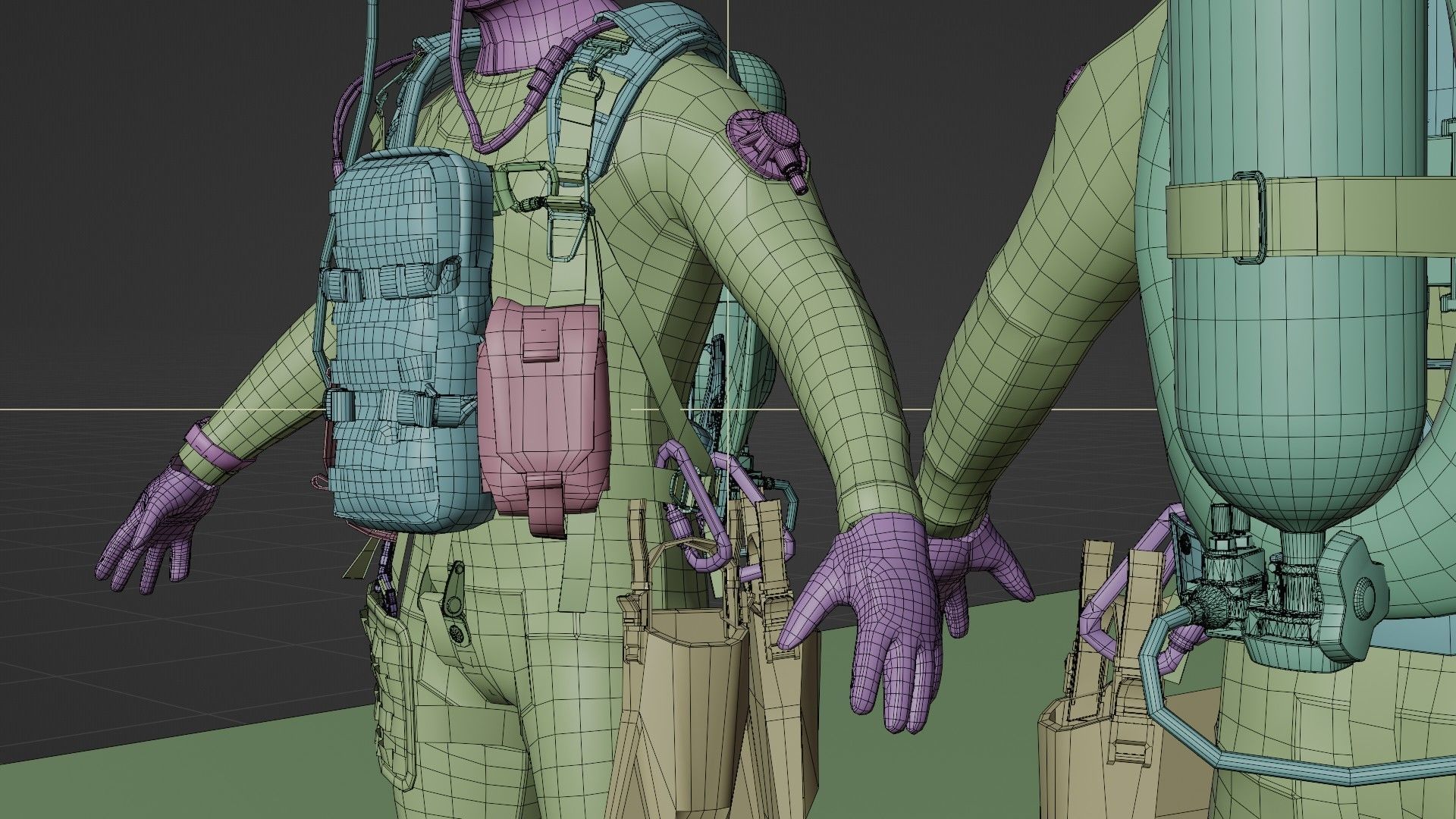 Soldier Diver suit  Low-poly 3D model_17