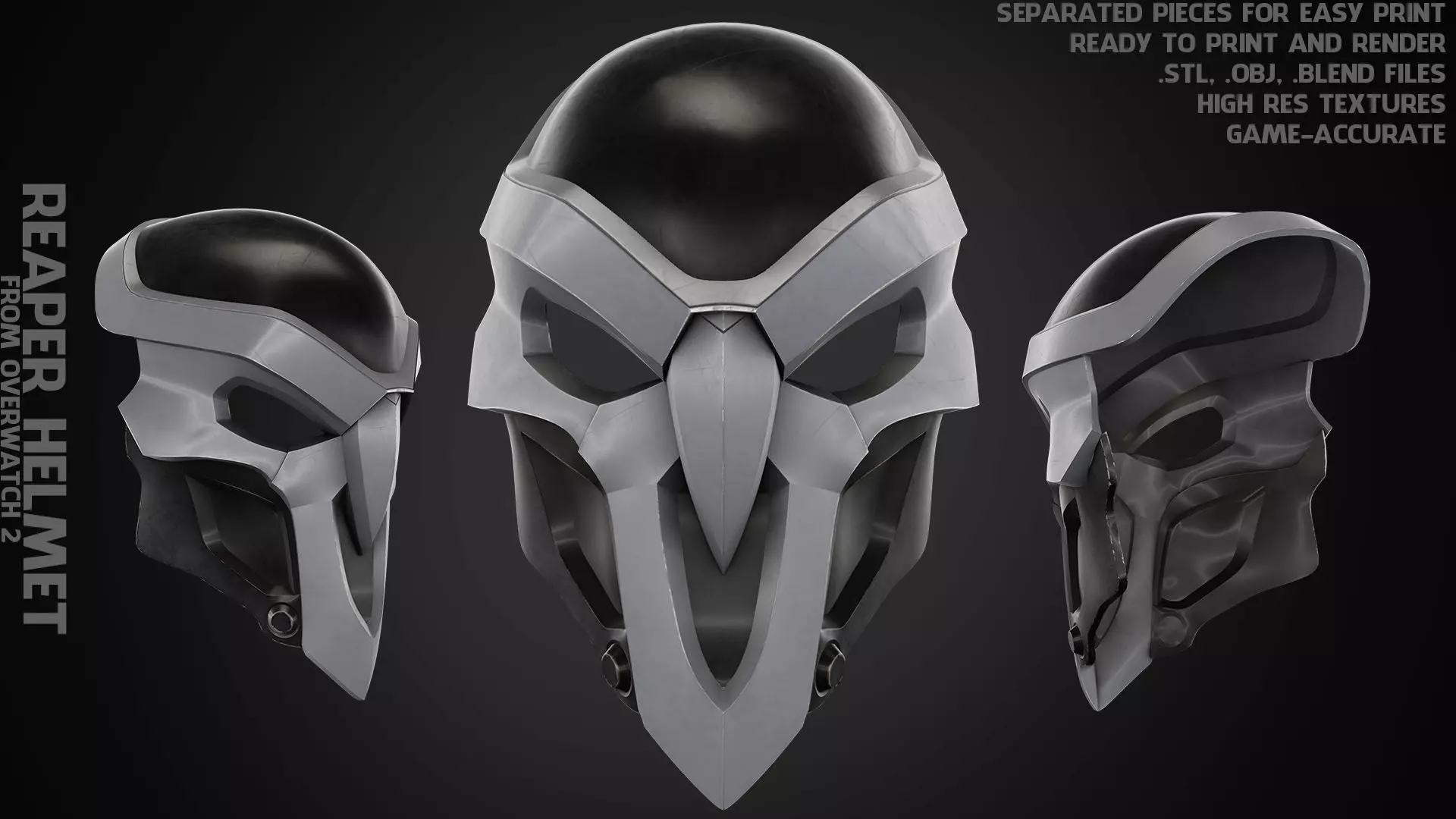 Overwatch 2 Reaper Mask for Cosplay 3D print model_0