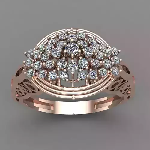 Rose Gold Women Diamond Ring 3D print model