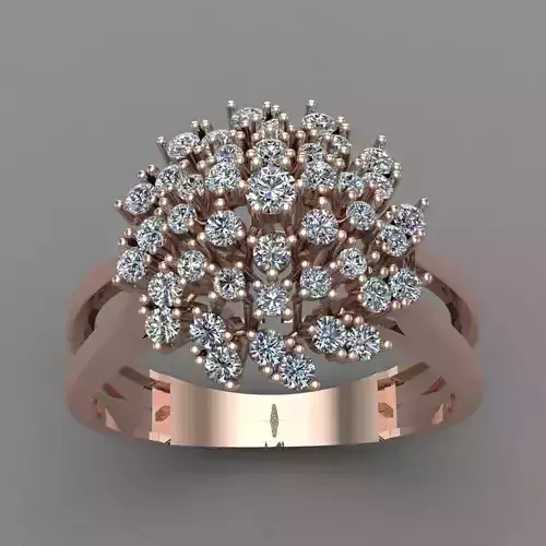 Rose Gold Women Diamond Ring 3D print model