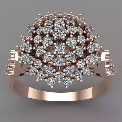 Rose Gold Women Diamond Ring 3D print model