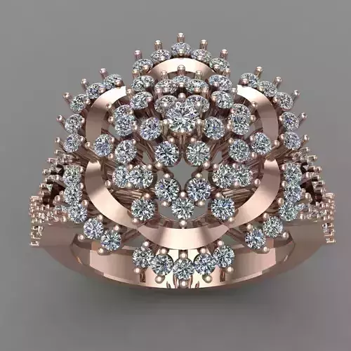 Rose Gold Women Diamond Ring 3D print model