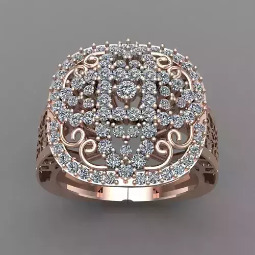 Rose Gold Women Diamond Ring 3D print model
