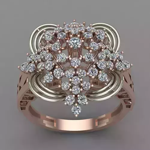 Rose Gold Women Diamond Ring 3D print model