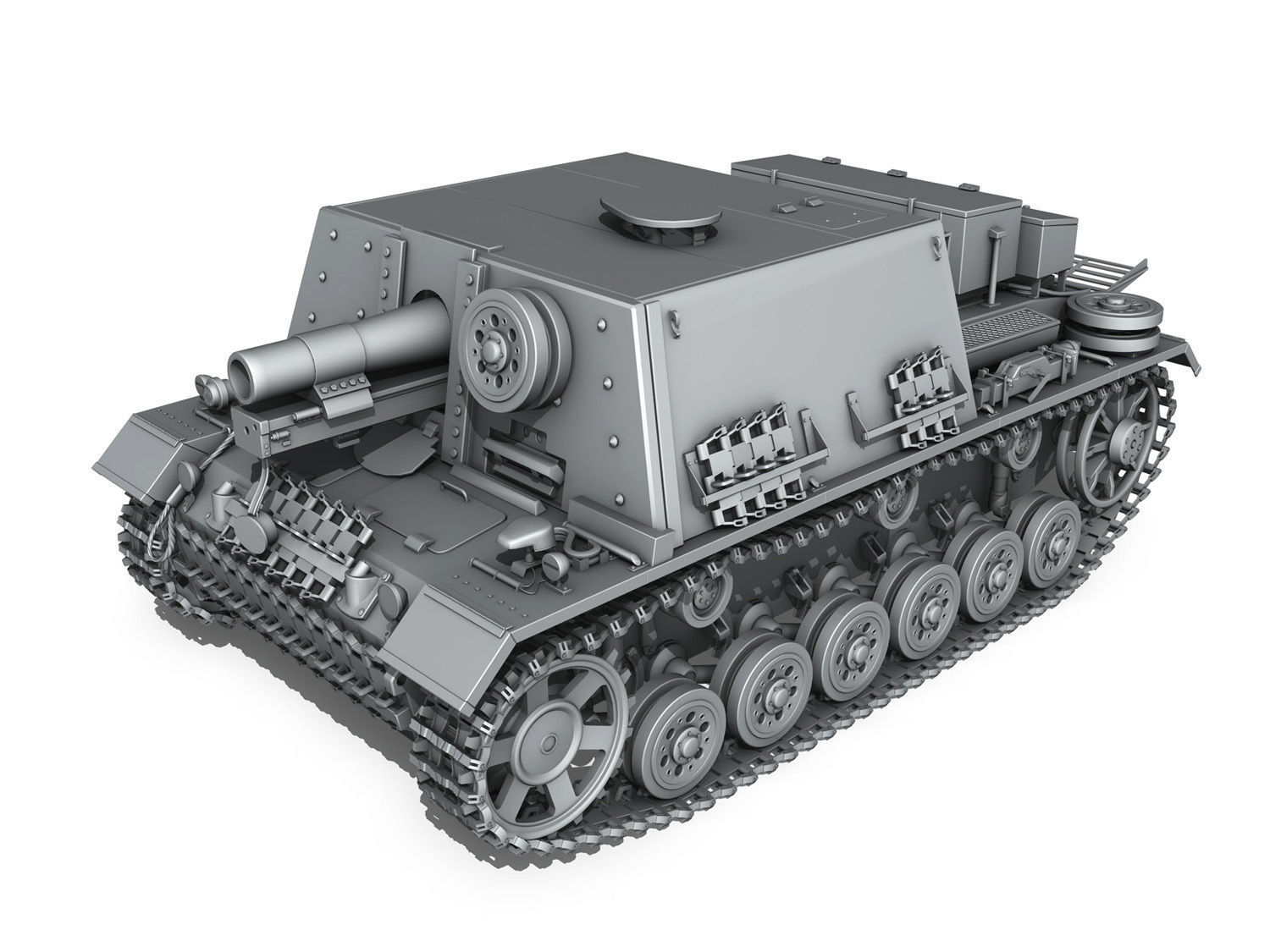 Self-propelled heavy Infantry Gun - StuIG 33B 3D model_10